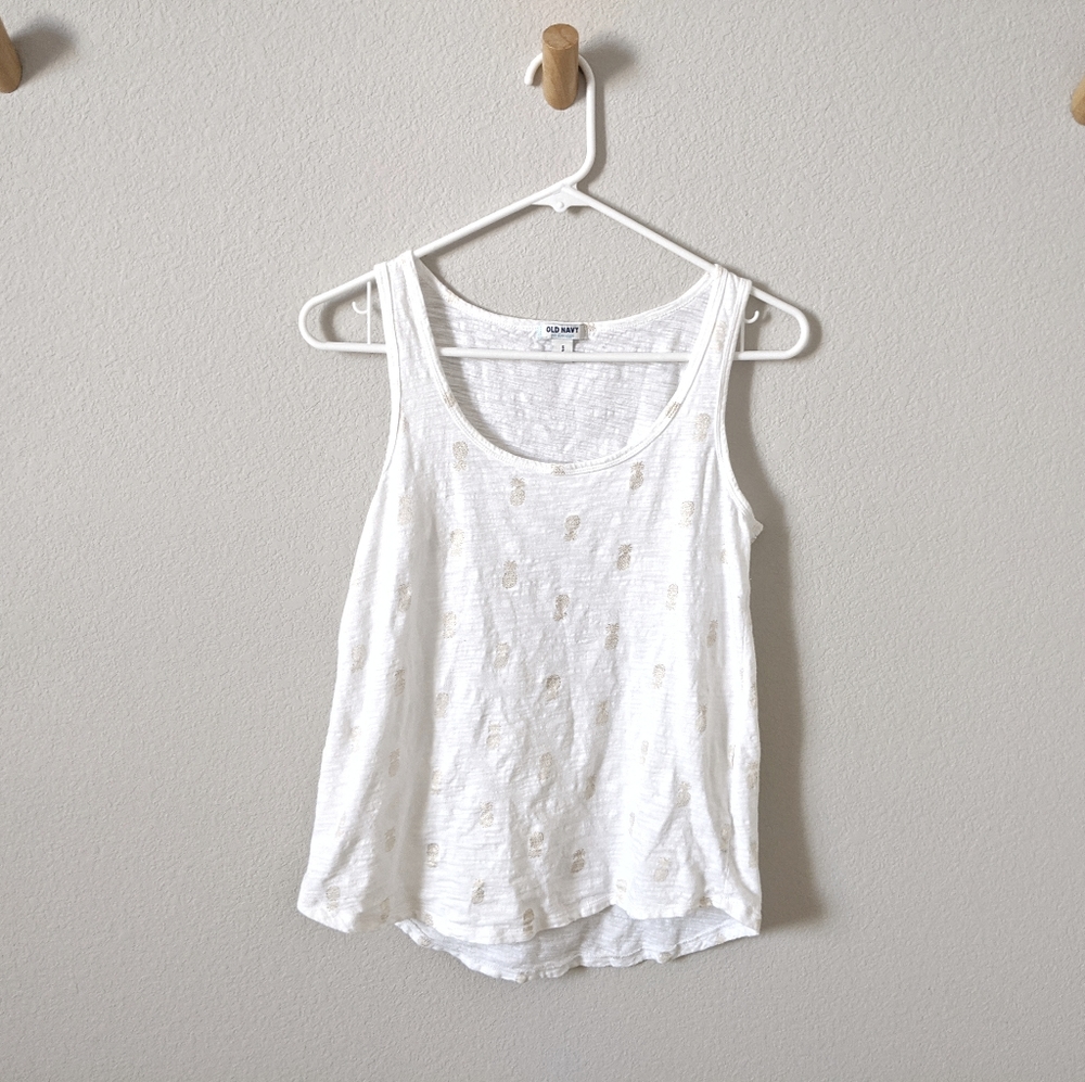 Old Navy Gold Pineapple Print Tank Top